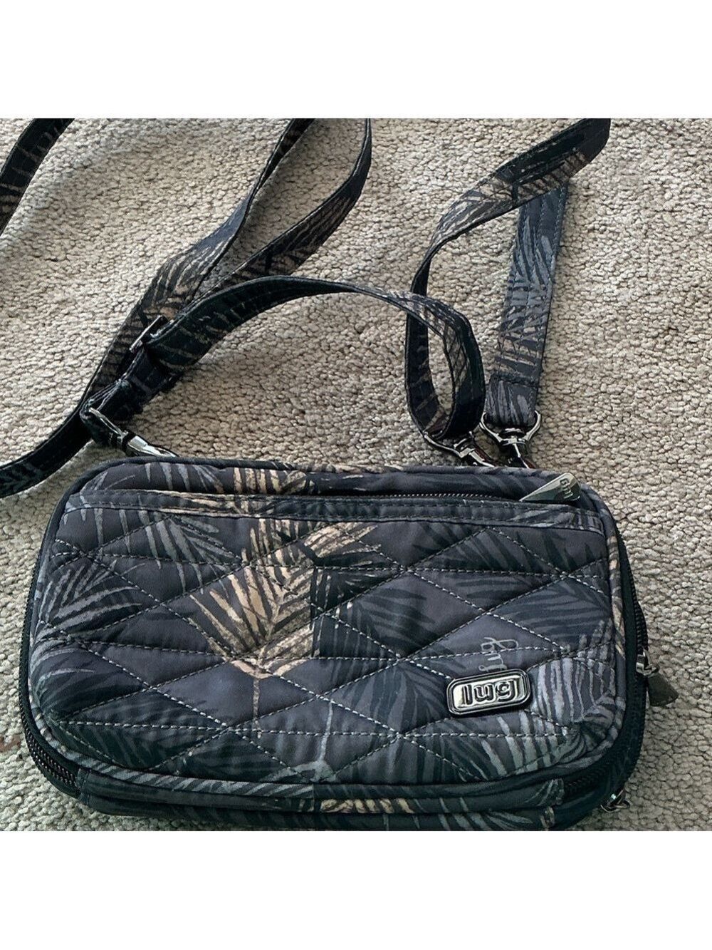 Lug Black Tan Quilted Crossbody Bag